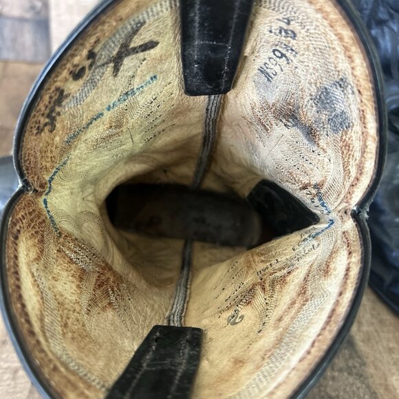 Tony Lama Vintage Classic Black Vibram Sole Western Cowboy Boots Mens 11.5 D - Picture 6 of 12